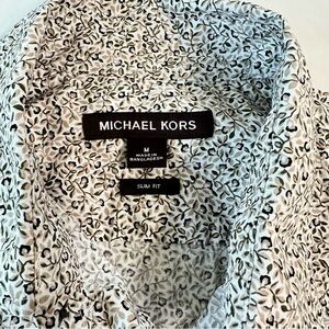 Michael Kors Men's Slim Fit Printed Button Down Shirt Size Medium